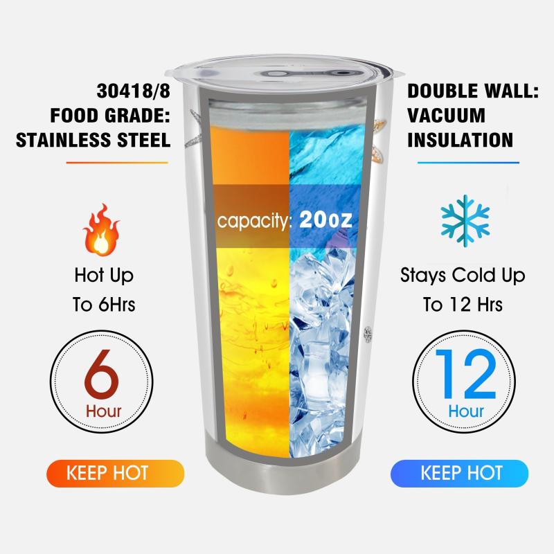 20oz Starfish Sea Turtle Tumbler Insulated Water Bottle Car Travel Cup