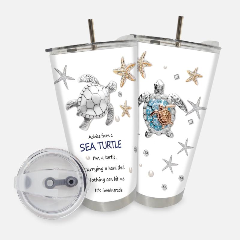 20oz Starfish Sea Turtle Tumbler Insulated Water Bottle Car Travel Cup