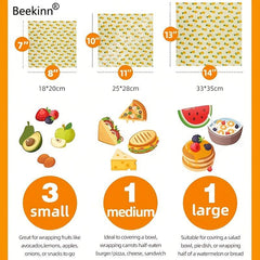 5pcs Beeswax Food Wraps Biodegradable Zero Waste