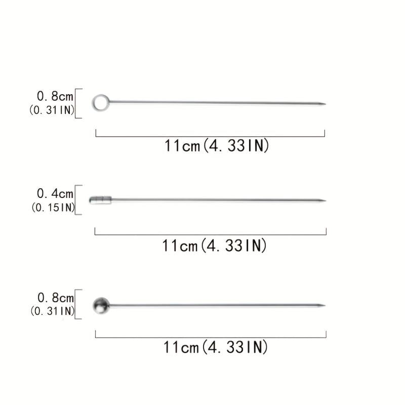 3pcs Stainless Steel Fruit Stick Cocktail Needle