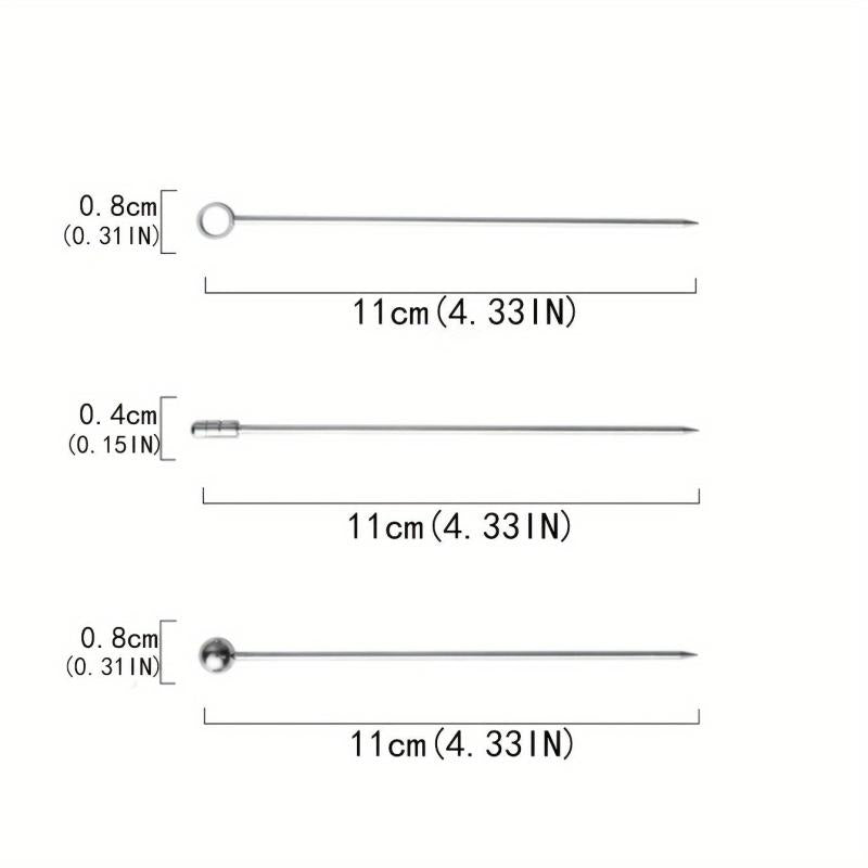 3pcs Stainless Steel Fruit Stick Cocktail Needle