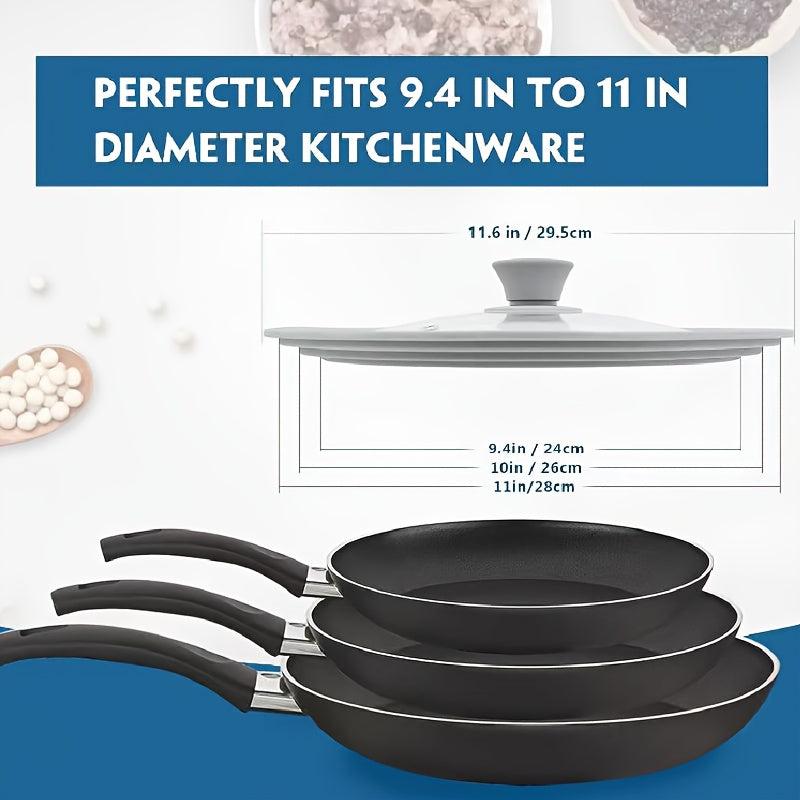 Universal Glass Pot Cover for 20-28cm Pans, Silicone Edge, Kitchen Utensils