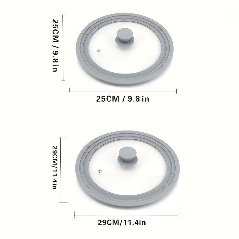 Universal Glass Pot Cover for 20-28cm Pans, Silicone Edge, Kitchen Utensils