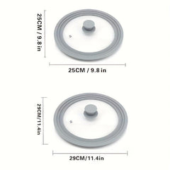 Universal Glass Pot Cover for 20-28cm Pans, Silicone Edge, Kitchen Utensils