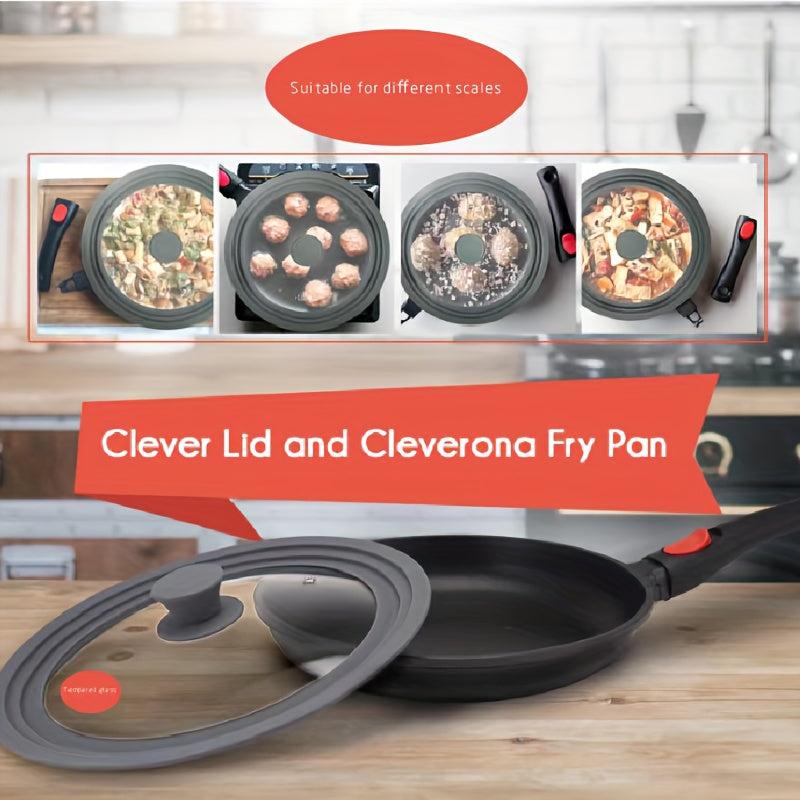 Universal Glass Pot Cover for 20-28cm Pans, Silicone Edge, Kitchen Utensils