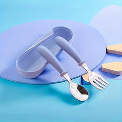 3pcs Stainless Steel Cutlery Set with Case for Outdoor Dining and Travel