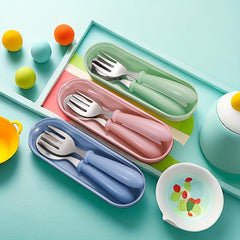 3pcs Stainless Steel Cutlery Set with Case for Outdoor Dining and Travel