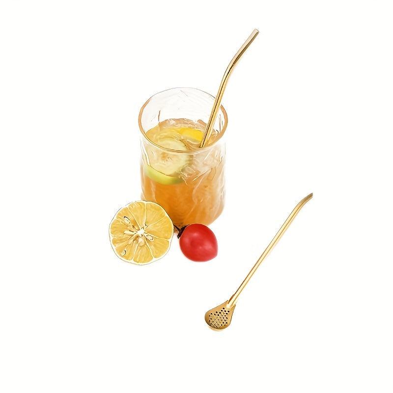 Stainless Steel Drinking Straw with Filter Spoon