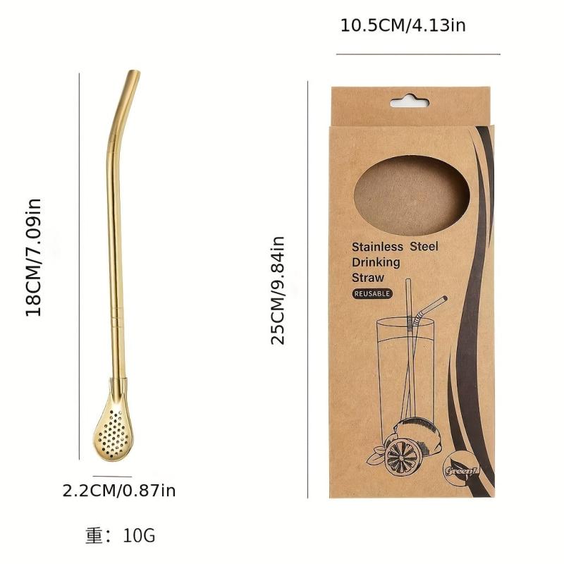 Stainless Steel Drinking Straw with Filter Spoon