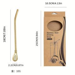 Stainless Steel Drinking Straw with Filter Spoon