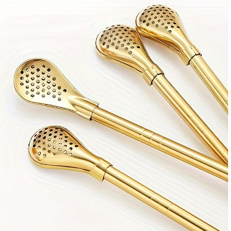 Stainless Steel Drinking Straw with Filter Spoon