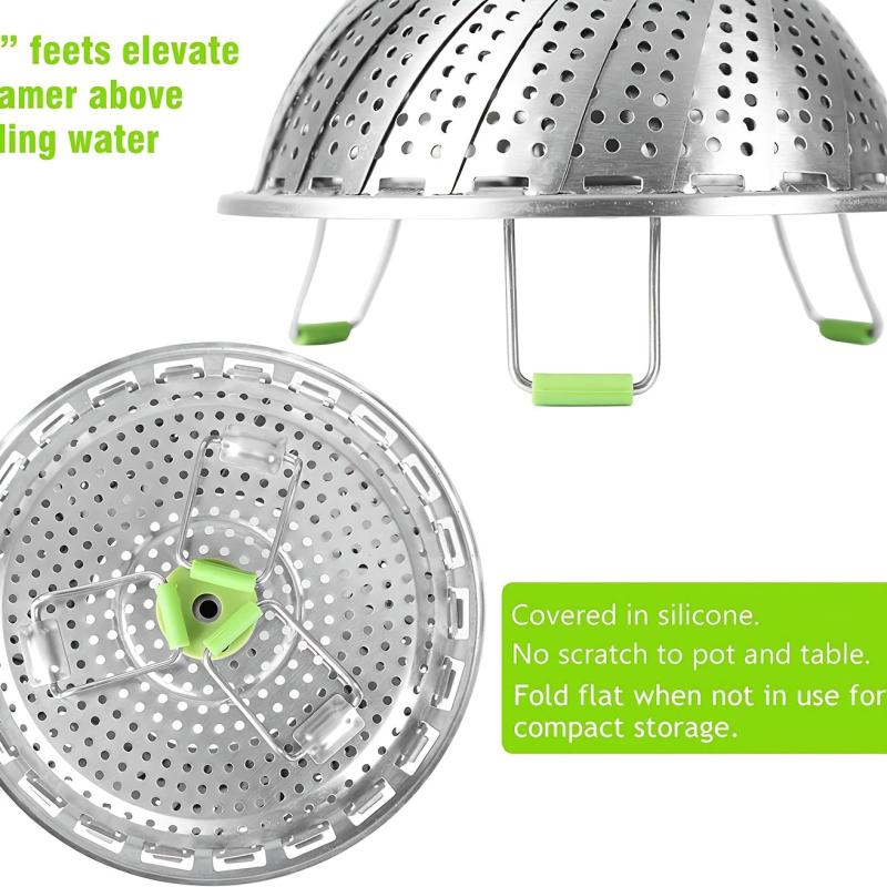 Foldable Stainless Steel Vegetable Steamer Basket - Easy Vegetable Steaming