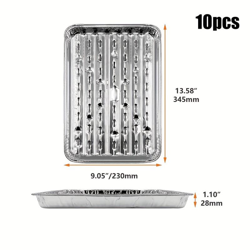 10 Pack Aluminum Grill Pans 22.86x33.02cm BBQ Grill Texture Disposable