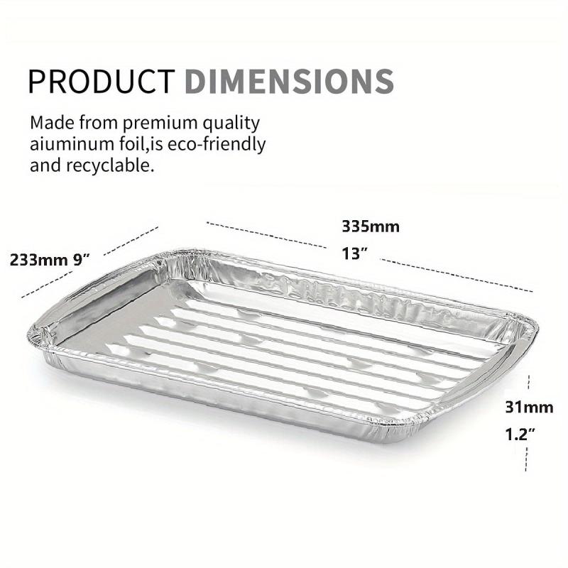 10 Pack Aluminum Grill Pans 22.86x33.02cm BBQ Grill Texture Disposable