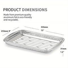 10 Pack Aluminum Grill Pans 22.86x33.02cm BBQ Grill Texture Disposable