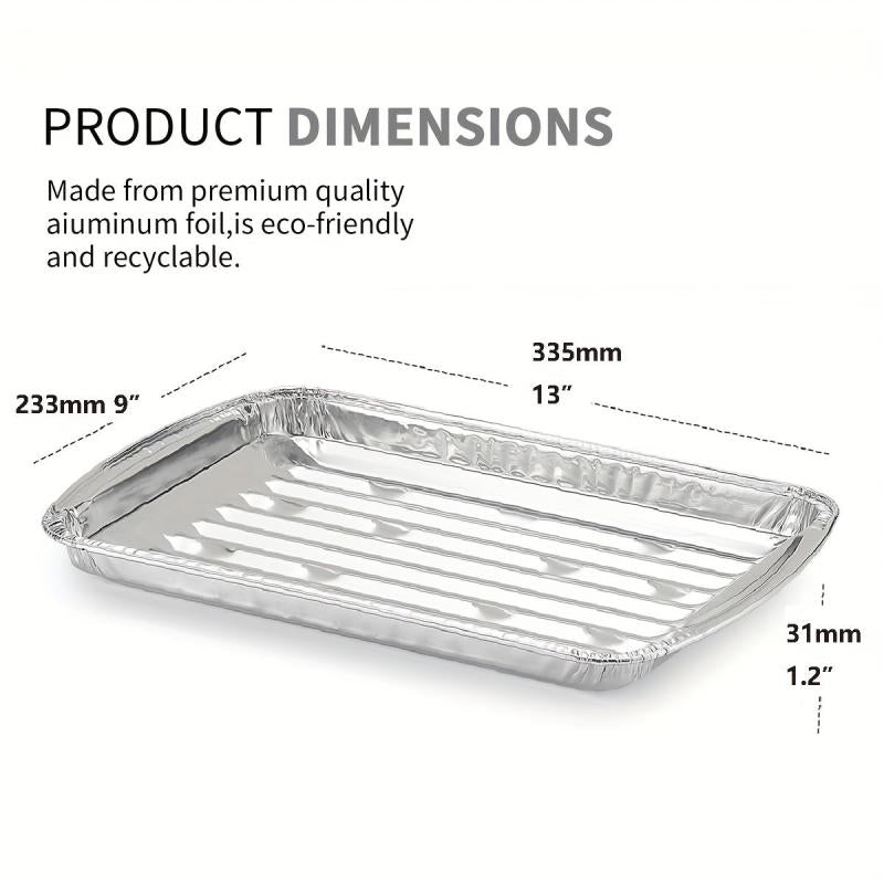 10 Pack Aluminum Grill Pans 22.86x33.02cm BBQ Grill Texture Disposable