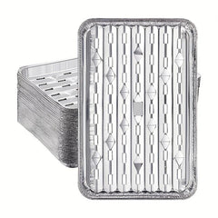 10 Pack Aluminum Grill Pans 22.86x33.02cm BBQ Grill Texture Disposable