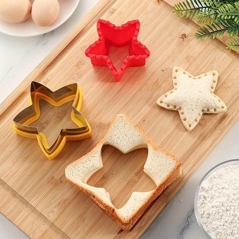 2pcs Stainless Steel Star Cutter and Sealer for Sandwiches, Cookies, Bread