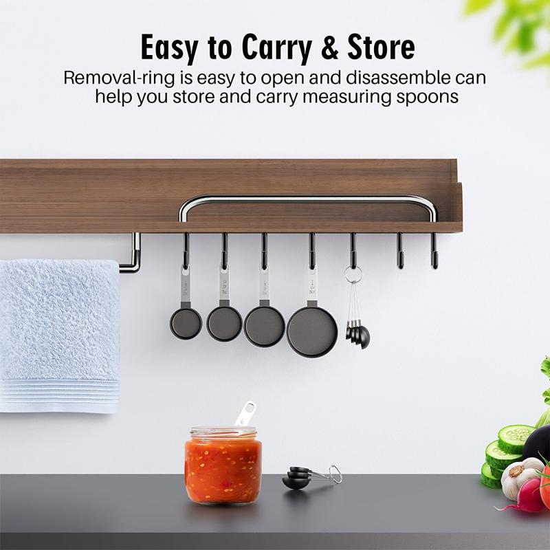 Measuring Cups And Spoons Stackable Stainless Steel Handle Plastic Head