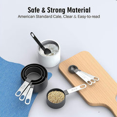 Measuring Cups And Spoons Stackable Stainless Steel Handle Plastic Head