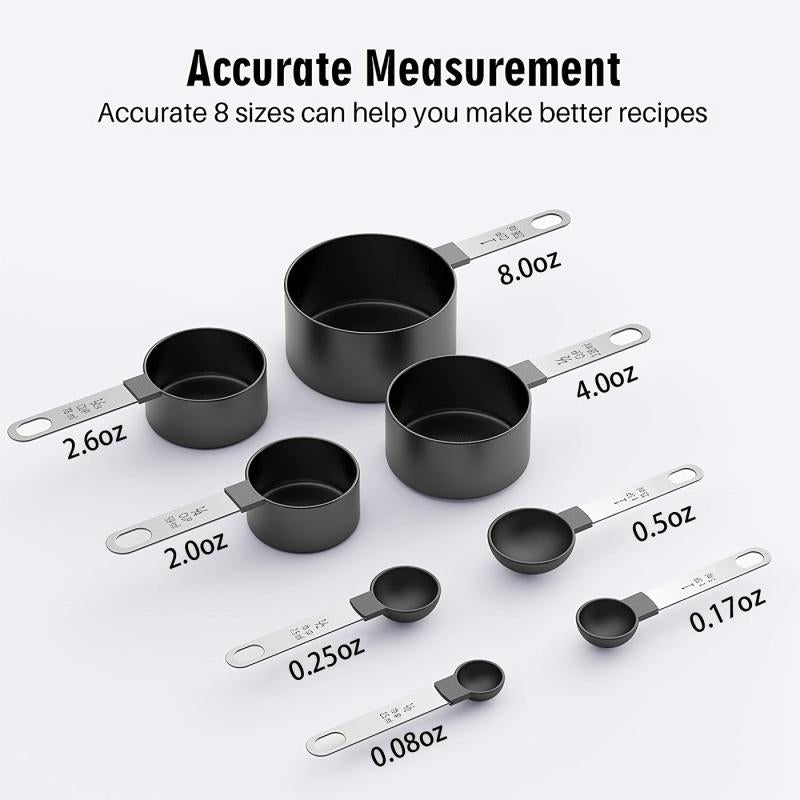 Measuring Cups And Spoons Stackable Stainless Steel Handle Plastic Head
