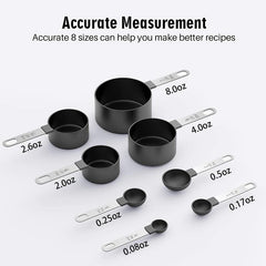 Measuring Cups And Spoons Stackable Stainless Steel Handle Plastic Head