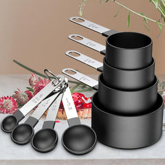 Measuring Cups And Spoons Stackable Stainless Steel Handle Plastic Head