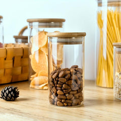 Heat Resistant Glass Jar with Lid - Ideal for Pasta, Cookies, Nuts