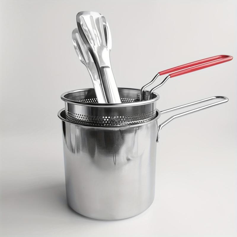 Stainless Steel 40oz Deep Fryer Pot with Handle & Basket