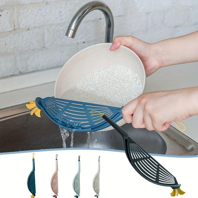 Pot Strainer With Handle Rice Washing Tool Colander Pasta Drainer