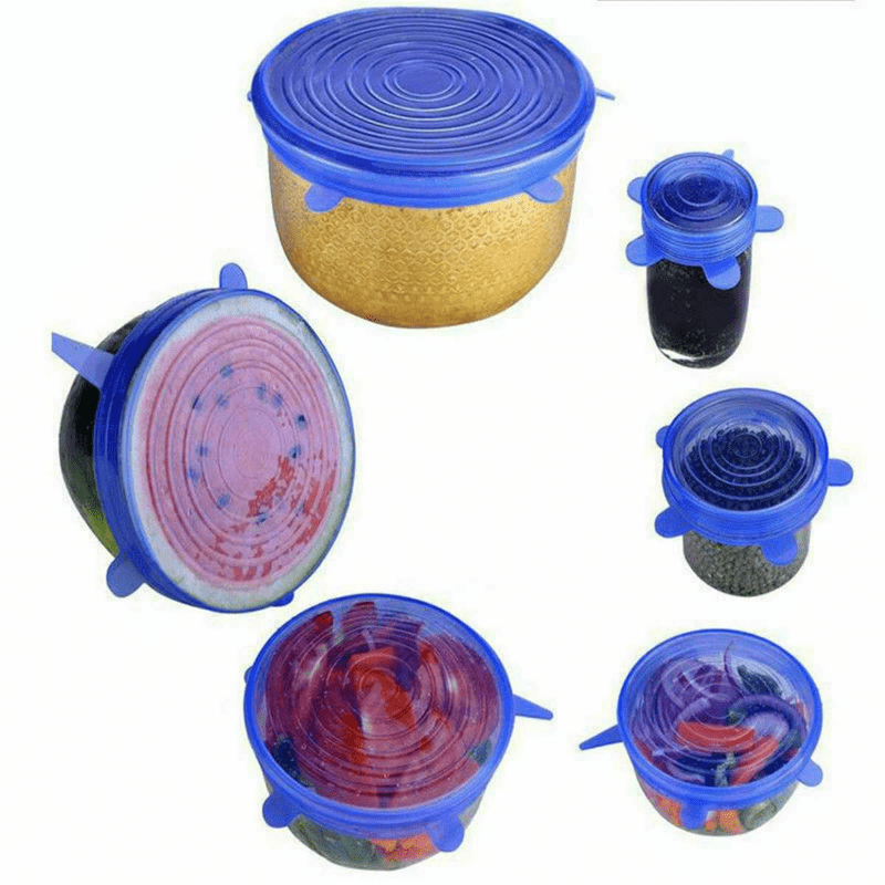 6pcs Silicone Stretch Lids Reusable Airtight Food Wrap Covers