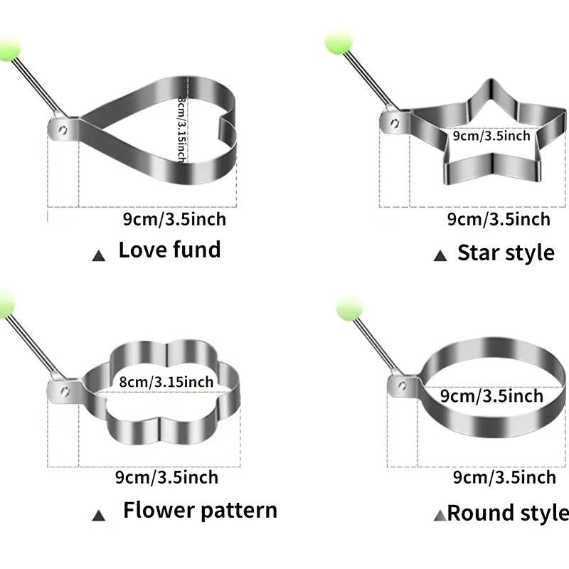 4pcs Heart Shaped Egg Fryer Stainless Steel Mold for Perfect Eggs