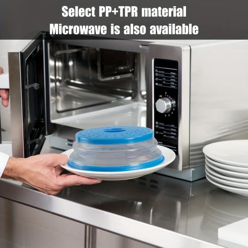 Foldable Microwave Splash Cover 10.5in Round Lid High Temperature Cooking
