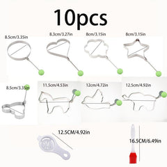 10pcs Stainless Steel Egg Ring Omelette Mold Frying Egg Cooking Tools