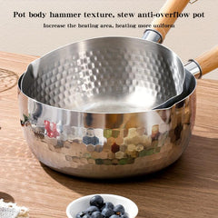 Yukihira Saucepan 7.87 Stainless Steel Nonstick Pot with Wooden Handle