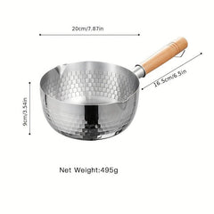 Yukihira Saucepan 7.87 Stainless Steel Nonstick Pot with Wooden Handle