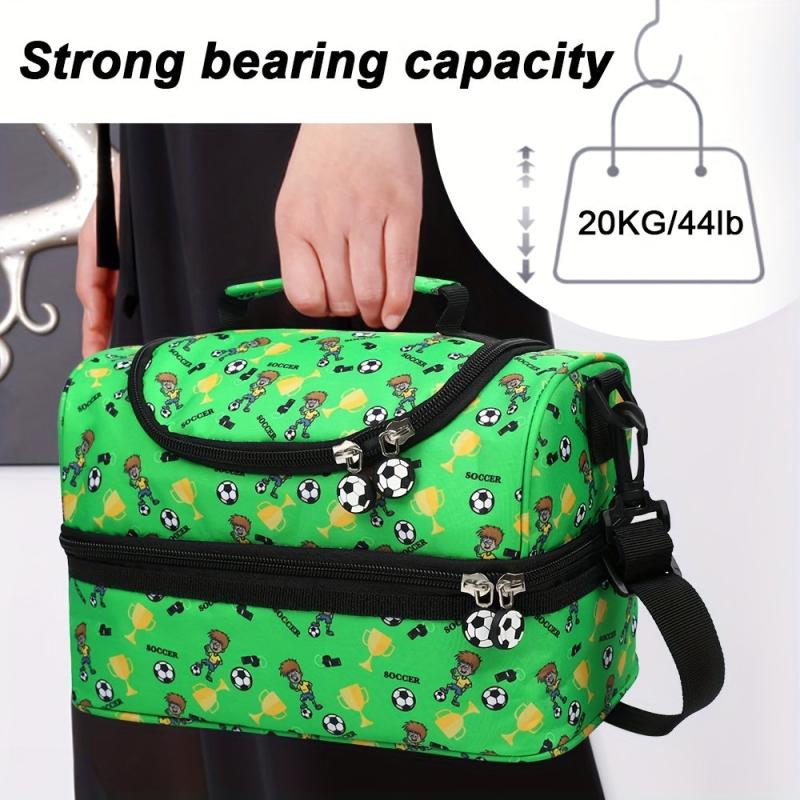 Double Layer Insulated Lunch Tote Bag with Shoulder Strap - Keep Food Fresh