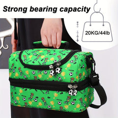 Double Layer Insulated Lunch Tote Bag with Shoulder Strap - Keep Food Fresh