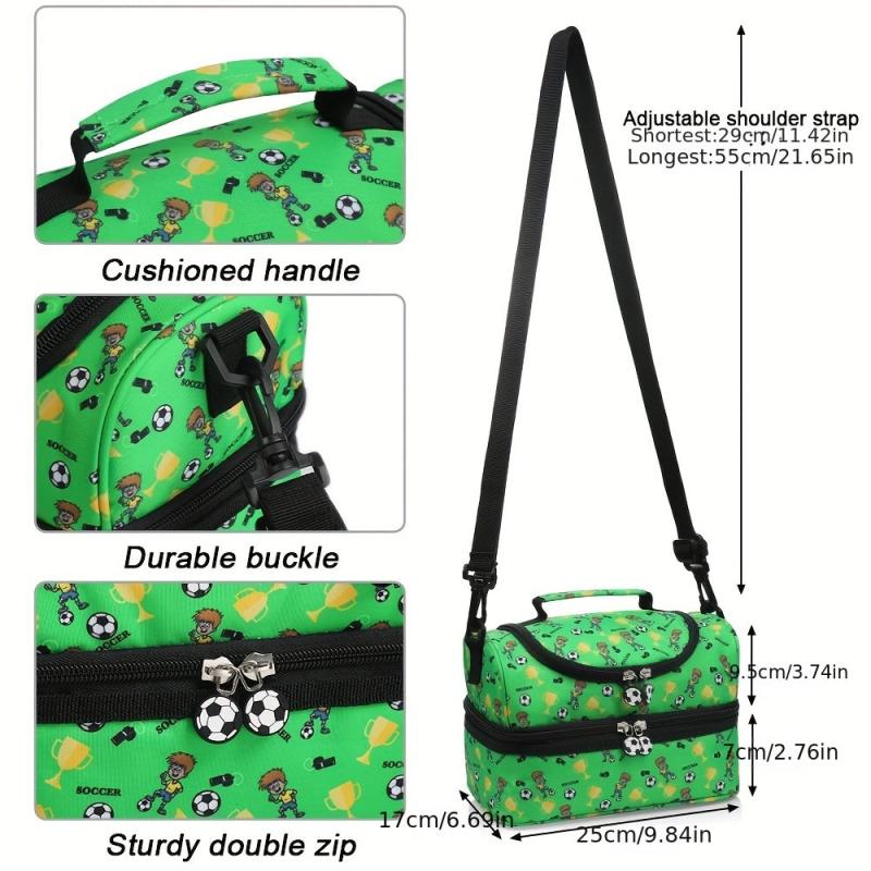 Double Layer Insulated Lunch Tote Bag with Shoulder Strap - Keep Food Fresh