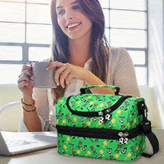 Double Layer Insulated Lunch Tote Bag with Shoulder Strap - Keep Food Fresh