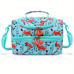 Double Layer Insulated Lunch Tote Bag with Shoulder Strap - Keep Food Fresh