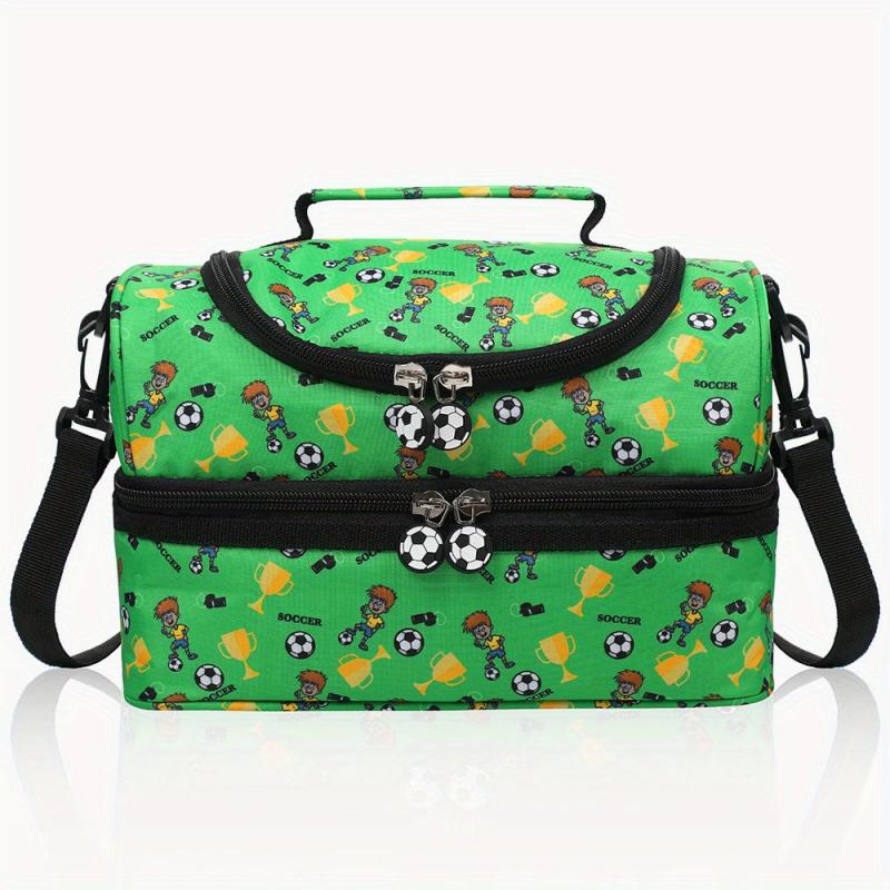 Double Layer Insulated Lunch Tote Bag with Shoulder Strap - Keep Food Fresh