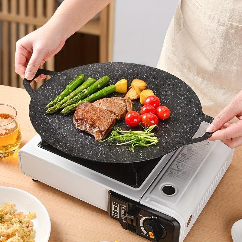 Stovetop Grill Pan Non-Stick Round Griddle for Indoor Outdoor BBQ Cooking