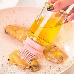 High Temp Silicone Brush w/ Bottle for Kitchen BBQ Pancakes