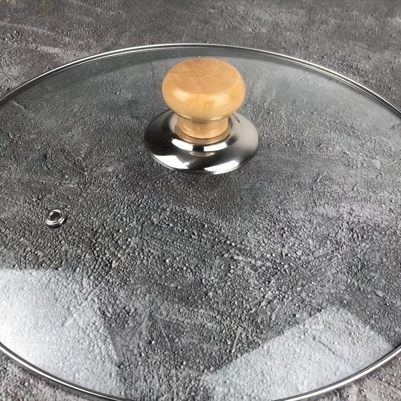 Wood Pot Lid Knob Stainless Steel Base Anti Scalding Button