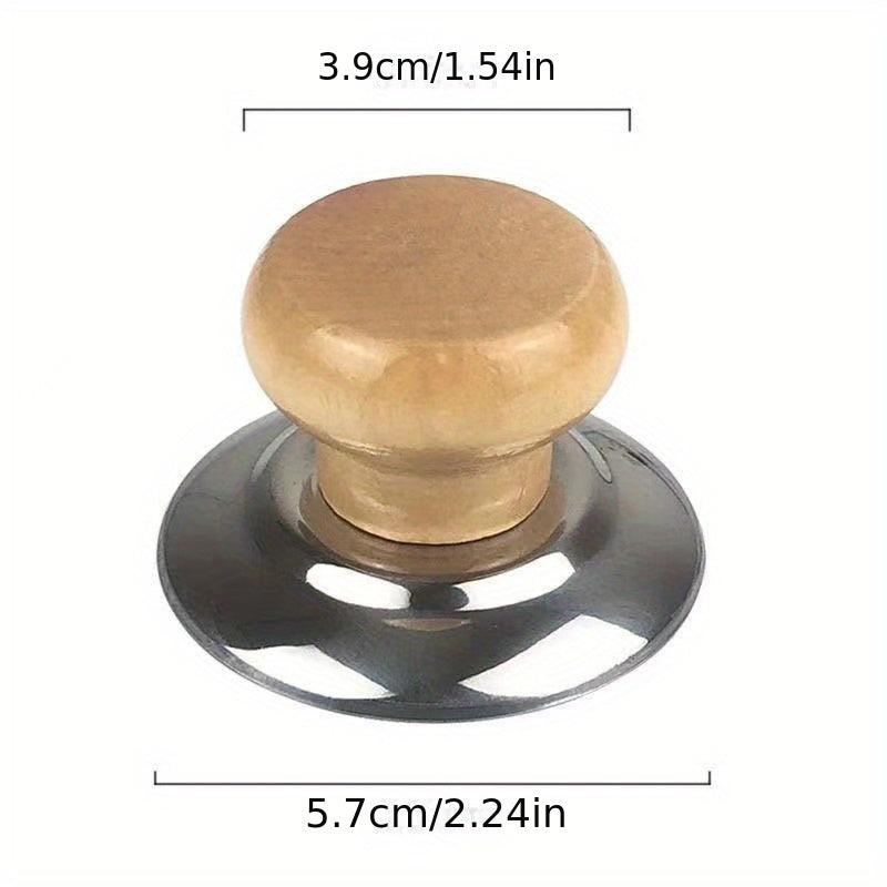 Wood Pot Lid Knob Stainless Steel Base Anti Scalding Button