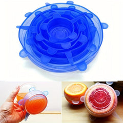 6pcs Silicone Stretch Lids Food Bowl Covers Reusable Multifunctional