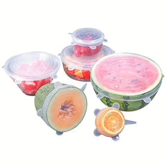 6pcs Silicone Stretch Lids Food Bowl Covers Reusable Multifunctional
