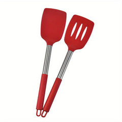 2pcs Silicone Turner Slotted Shovel Non Stick Spatula High Heat Resistant BPA