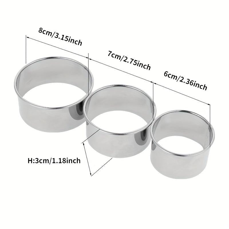 10pcs Stainless Steel Cake Mold Rings Round Cookie Cutters Baking Tools